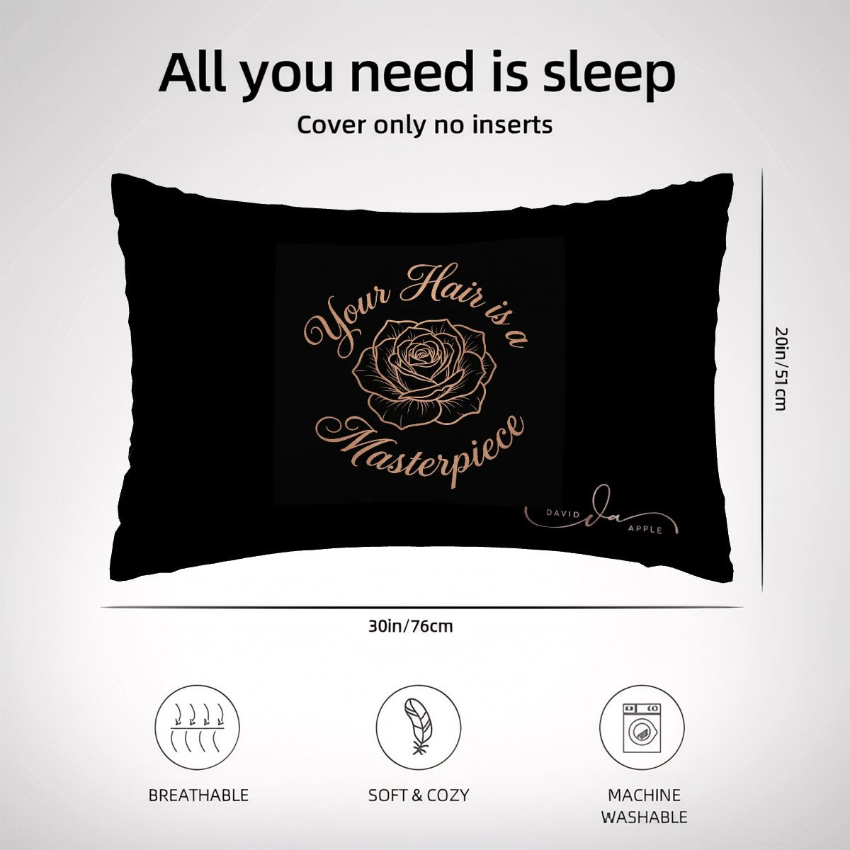 Masterpiece Satin Pillowcase with Hidden Zipper